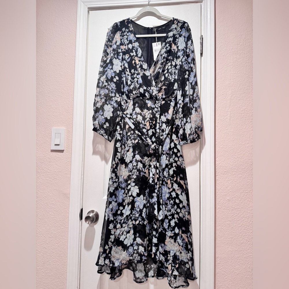 Mango Faux Wrap Midi Dress - Large - Picture 4 of 12